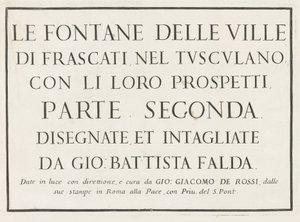 タイトルを額装したタイトルプリント Fontane delle ville di Frascati (シリーズタイトル) フラスカーティの泉（シリーズタイトル）