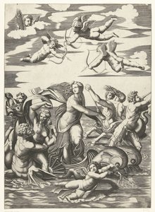 Triomf van Galatea は nereïden in putti でトリトンに会いました 作： Anonymous