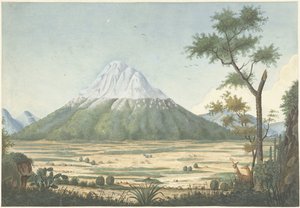 山と熱帯の風景 作： Anonymous