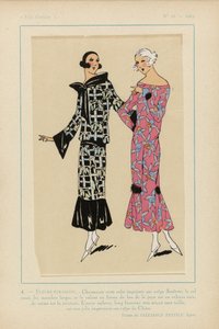 非常にパリジャン、1923年、No 10: 4. - STRANGE FLOWERS. - この魅力的なプリントドレス... 作： Anonymous