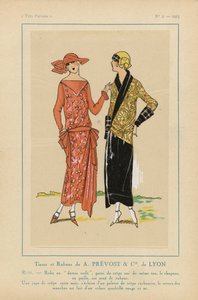 非常にパリジャン、1923年、No. 2: A. PRÉVOST & CIEによる生地とリボン ...