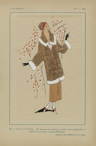 非常にパリジャン、1923年、No 7: 18.- RAIN OF FLOWERS. / このスリークォーターコート...