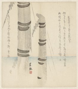 竹の幹二本 作： Anonymous