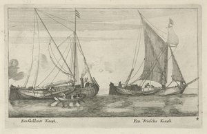 2 隻の船: Frisian kaag と Gelderse kaag A Gelderse Kaegh、A Vriese Kaegh (オブジェクトのタイトル) 作： Anonymous