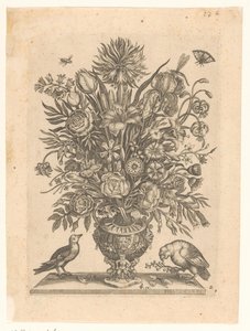 花と 2 羽の鳥の花瓶 花瓶（シリーズタイトル） 作： Anonymous