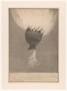 Verongelukken van de luchtballon van Pilatre de Rozier en Romain boven ブローニュ、1785 年 6 月 15 日 1783 年 11 月 21 日にラ ミュエット城で、1784 年に政府から多額の資金を得て、ピラトル ド ロジエとロマンによって破壊された昇天 作： Anonymous
