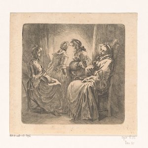 窓際の 4 人の女性 作： Anonymous