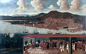 スマーナ (イズミル) の眺めと、評議会の部屋でのオシュピエ領事 (1657-1723) のレセプション