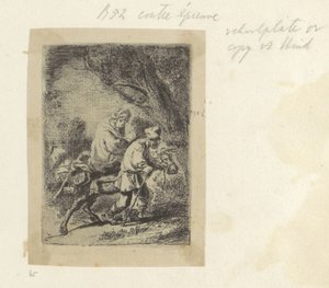 エジプトへの逃避：小皿 H. L. Basan作、Requeil de Rembrandt、1807/1808、65 (124) (シリーズタイトル) Requeil de quatre-vingt-cinq estampes originales (シリーズタイトル) 作： Anonymous