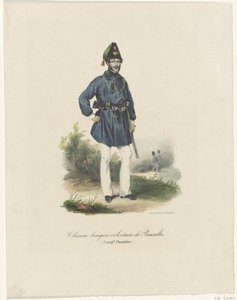 ブリュッセルからのボランティアハンター、1830 Chasseurs bourgeois volontaire de Bruxelles, (Comp.ie Chasteler) (オブジェクトのタイトル) 作： Anonymous