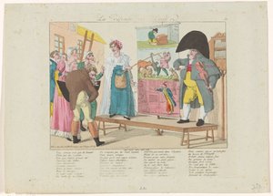 広場で版画を見せる女性 La defence des lays (オブジェクトのタイトル) 作： Anonymous