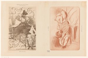スタンドでプリントを取る女性と眠る女性 作： Anonymous