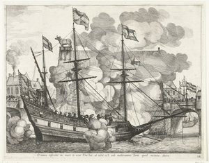 Zeilschip、naar rechts; incht van Ferdinand te Gent、1635 年 (no. 38) 船よ、新しい波があなたを海へと運ぶだろう：しかし、あなたが導くことを恐れる者の支配下にあるものは何もない（オブジェクトのタイトル） 他の船員の勝利の船 作： Anonymous