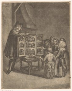 観覧箱を囲む6人の子供たち 作： Anonymous