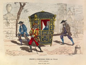 17世紀、フランス国王ルイ14世の時代の都市用の着用者付き椅子 - フランス国王ルイ14世の時代の都市用セダン椅子 17世紀 - 個人蔵 作： Anonymous Anonymous