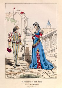 A chatelaine et son page au 15 century - Chatelaine and her page 15th Century - collection privee 作： Anonymous Anonymous