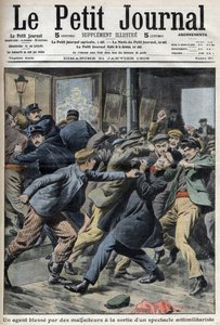 オーベルヴィリエで行われた反軍国主義者のショーで負傷した警察官（1月31日付「Petiter Journal」紙1面 作： Anonymous Anonymous