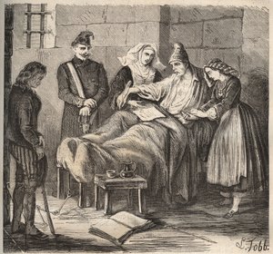 19世紀のロシュフォールのバッグンでの結婚式。ピエール・ザッコーネ（1817-1895）の「Histoire des bagnes depuis leur création à nos jours」（1877年）に掲載されている版画（Colonia Penale - Penal colony）。個人蔵。 作： Anonymous Anonymous