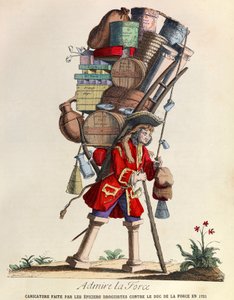 アドミール・ラ・フォース 1721年（ルイ15世の時代）にパリの薬剤師たちがラ・フォース公爵に対して描いた風刺画 - 個人蔵 作： Anonymous Anonymous