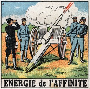親和性の高いエネルギー：爆発物を発射する砲手。1925年の匿名のイラスト。個人蔵。 作： Anonymous Anonymous