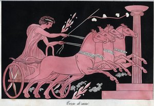 古代ギリシャ - 戦車レース - 「宇宙のすべての人々の用途と習慣」からの彫刻。Or History of the Government, Laws, Militia, Religion of All Nations from the Remotest Times to the Present Day" 1856年