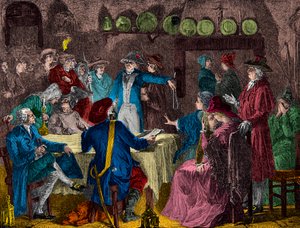 1791年にヴァレンヌで行われた国王ルイ16世と王族の逮捕、エングレーヴィング、プライベート・コレクション