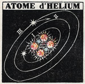 原子と科学。ヘリウム原子。1925年の匿名のイラスト。個人蔵。 作： Anonymous Anonymous