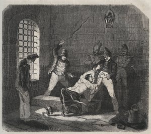 バーンデブレスト：キャニングピエール・ザッコーネ（1817-1895）の『Histoire des bagnes depuis leur création à nos jours』（1877年）に掲載されている版画（Colonia Penale - Penal colony）。プライベートコレクション