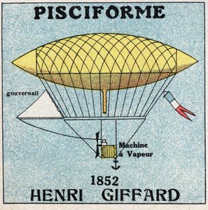 風船：1852年にHenri Giffard(1825-1882)が描いた魚形のエンベロープ。1925年の匿名のイラスト。個人蔵。 作： Anonymous Anonymous