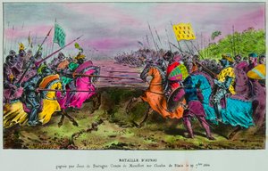 オーレイの戦い 1364年9月29日 ブルターニュのジョン4世（ジョン3世・オブ・モンフォール、ジャン・ル・コンケルールまたはル・ヴァイアン）の命令に反したアングロ・ブルトン軍との間で行われたブルターニュ継承権をめぐる最後の戦い。 作： Anonymous Anonymous