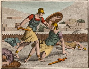 ホラティウスとキュリアスの戦い - ホラティウスとキュリアスの戦い - Engraving from "The Rollin of Youth or Selected Pieces of Ancient and Roman Stories" 1816 - Private collection 作： Anonymous Anonymous