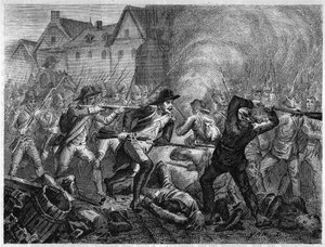 ヴァンデ戦争中の1793年、ル・マンの戦い。1866年、アドルフ・ティエール著「フランス革命史」に掲載された版画。個人蔵。 作： Anonymous Anonymous