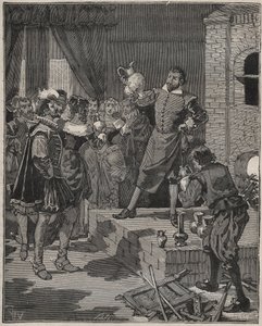 ベルナール・パリシー（1510-1589）は、フランスで勝利を収めた陶芸家で、最初のエナメル作品をオーブンから取り出しています。Adolphe BITARDの「Les arts et metiers illustres」に掲載された1880年の版画。 作： Anonymous Anonymous