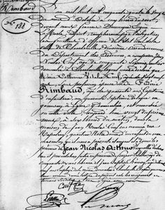 フランスの詩人、アルチュール・ランボー（1854-1891）の出生証明書 シャルルヴィル、ランボー美術館蔵 作： Anonymous Anonymous
