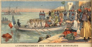 搭乗するセネガル人ライダーとその妻。新聞 "Le Petite Parisien "に掲載された1908年3月22日付の写真。個人蔵。 作： Anonymous Anonymous