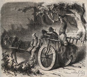 19世紀のトゥーロン・バグーンからの部隊の大胆な脱出。ピエール・ザッコーネ（1817-1895）の「Histoire des bagnes depuis leur création à nos jours」（1877年）に掲載された版画（Colonia Penale - Penal colony）。個人蔵。