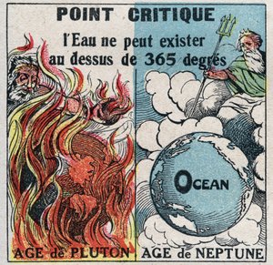 状態の変化：蒸気。水は365度（臨界点）以上では存在できない。1925年の匿名のイラスト。個人蔵。 作： Anonymous Anonymous