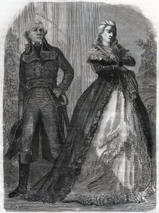 シャルル・フランソワ・デュ・ペリエ・ディ・デュムリエ（1739-1823）、王妃マリー・アントワネット（1755-1793）と一緒にいるフランスの将軍。Adolphe Thiers著『Histoire de la Revolution francaise』に掲載された1866年のエングレーヴィング。個人蔵。 作： Anonymous Anonymous