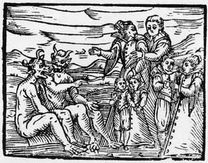 初めて安息日を認められた子供 - "Compendium Maleficarum", 魔女とその悪とその救済を扱ったもの フランチェスコ・マリア・グアッツォまたはグアッチョまたはグアッチウス (15??-16?) 1608年 個人蔵 作： Anonymous Anonymous