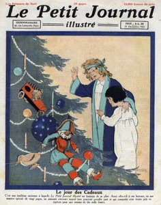 クリスマスパーティー：クリスマスツリーの足元でプレゼントを発見する子供たち。イラストは1921年12月25日付「Le petit journal」より引用 Collection privee 作： Anonymous Anonymous