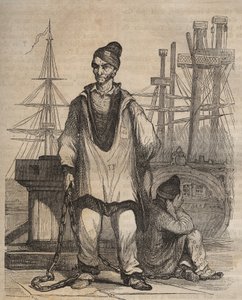 19世紀のロシュフォールのバグネでの永続的な有罪判決。ピエール・ザッコーネ（1817-1895）の「Histoire des bagnes depuis leur création à nos jours」（1877年）に掲載されている版画（コロニア・ペナーレ：流刑地）。 作： Anonymous Anonymous