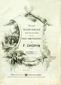 ショパン（1810-1849）が作曲したレオン・シミトコフスキに捧げた「ピアノのための3つのマズルカ Op.50」の表紙。 作： Anonymous Anonymous
