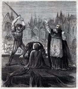 エグモント伯爵とホルンの断頭台（1568年）オランダでのスペインの暴政の際にブリュッセルで行われた - Four Twenty Years (1568-1648) War of Four Twenty Years (1568-1648): オランダの政治家であるエグモント伯爵、ガヴレ王子（1522-1568）のラモラルの断頭台。彼はフレームで断罪された。