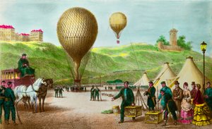 1870年のパリ包囲戦での気球ポストと伝書鳩の出発、Privee Collection 作： Anonymous Anonymous
