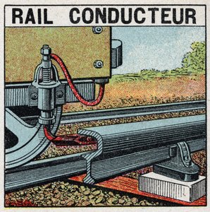 電気鉄道：導電性レール。1925年の匿名のイラスト。個人蔵。