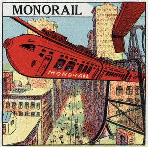 電気鉄道：都市内を循環するモノレールのプロジェクト。1925年の匿名のイラスト。個人蔵。 作： Anonymous Anonymous