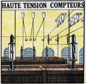 電線：高電圧メーター。1925年の匿名のイラスト。個人蔵。