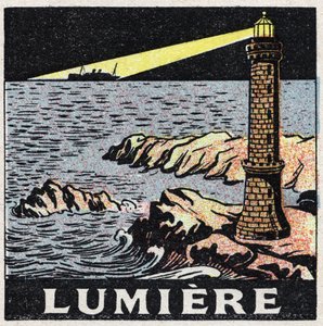 エーテル（物質）：夜の灯台の光。1925年の匿名のイラスト。個人蔵。 作： Anonymous Anonymous