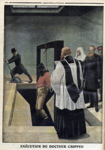 クリッペン医師の死刑執行 1910年12月4日付「The Petity Journal」イラスト付付付録より - 美しいエルモアを殺害した罪で死刑判決を受けたハーバート・ホーリー・クリッペン医師のペントンビル刑務所での死刑執行 - 「The Petity Journa」。 作： Anonymous Anonymous