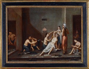 "ハマムの女性たち" 匿名の絵画 1741年 - 油彩・キャンバス、39x53 - 個人蔵 作： Anonymous Anonymous